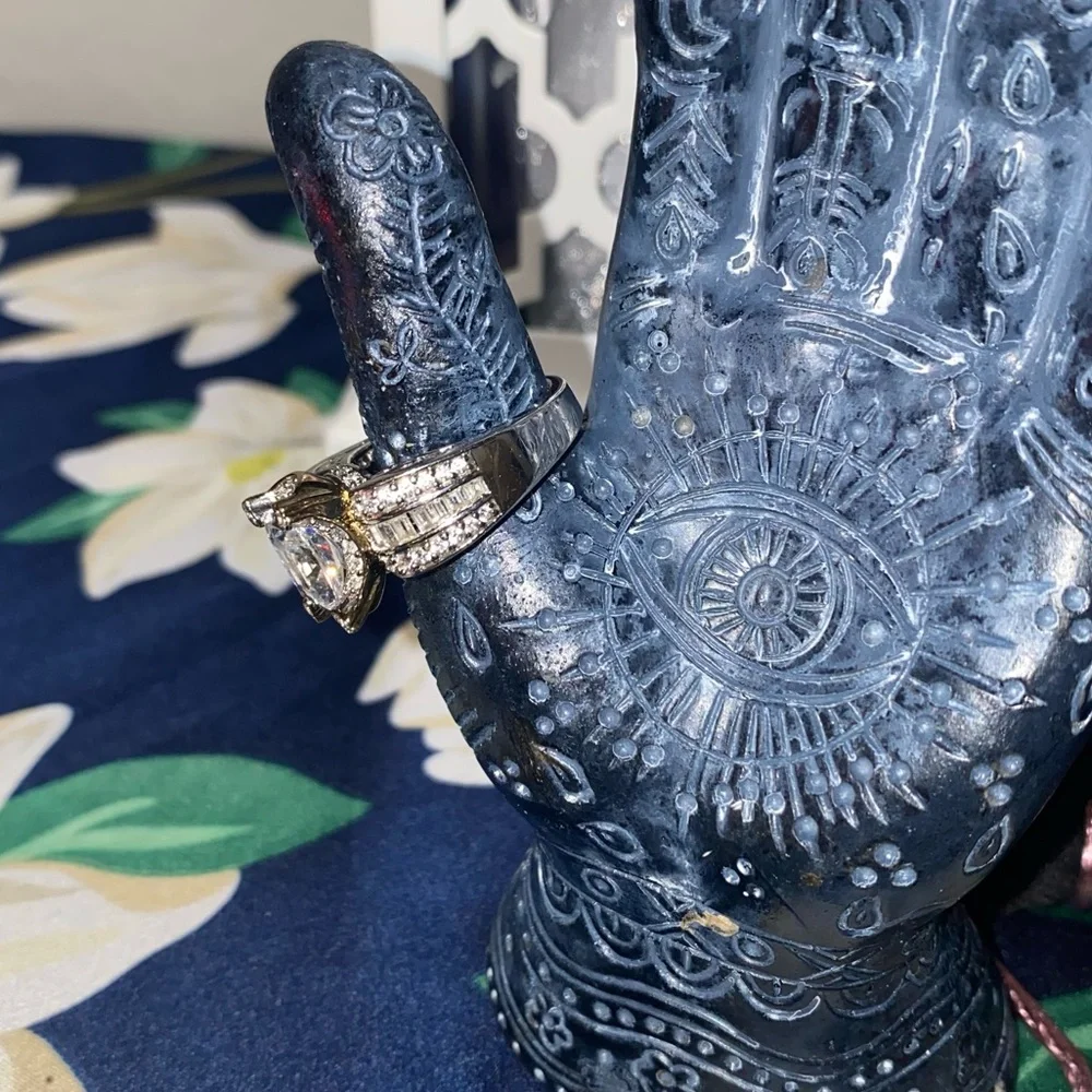 VERRAGIO VINTAGE 925 CZ BEAUTIFUL TWO TONE DIAMOND RING